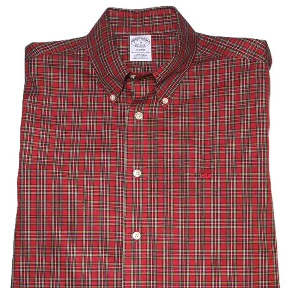 NWOT Brooks Brothers Red Plaid REGENT FIT Shirt Supima Cotton Men's Size Medium - Picture 1 of 3